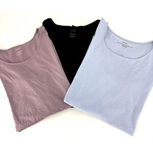 Pure Jill Women's Scoop Neck Short Sleeve Pima Cotton Elliptical Tee LOT Medium